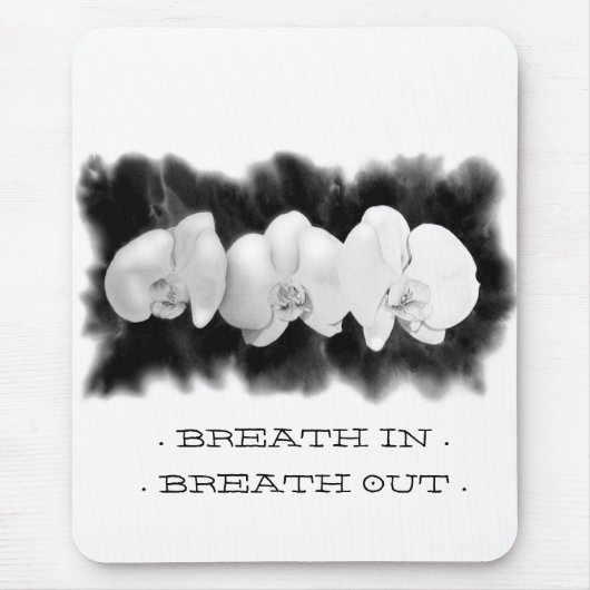 Elegant zwart wit orchidee waterverf schilderij muismat (Voorkant)