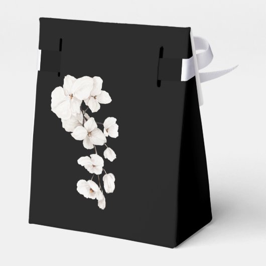 Elegant Zwart Wit Orchideeën Bloemen Baby shower Bedankdoosjes (Achterkant)