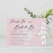 Elegant Zwart Wit Orchideeën Tijd voor Theebruids Kaart (Staand voorkant)