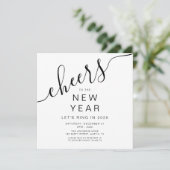 Elegant zwart-wit oud-en-nieuwfeest kaart (Staand voorkant)