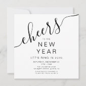 Elegant zwart-wit oud-en-nieuwfeest kaart (Voorkant)