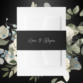 Elegant Zwart & Wit Oversized Script Trouwkaart Uitnodigingen Wikkel