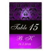 ELEGANT ZWART, WIT PAARSE DAMASK MONOGRAM KAART (Voorkant)