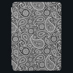 Elegant Zwart & Wit  Paisley Patter iPad Air Cover<br><div class="desc">Elegante witte tinten  paisleypatroon tegen zwarte achtergrond die veranderlijk is tegen wit doorzichtig paisleypatroon.</div>