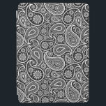 Elegant Zwart & Wit  Paisley Patter iPad Air Cover<br><div class="desc">Elegante witte tinten  paisleypatroon tegen zwarte achtergrond die veranderlijk is tegen wit doorzichtig paisleypatroon.</div>