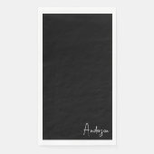 Elegant zwart-wit papier met achternaam, gasthandd servet (Voorkant)