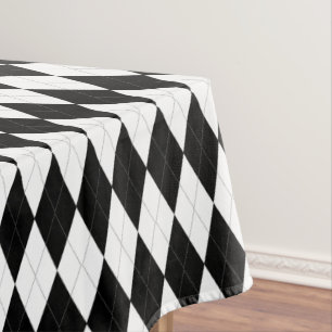 Elegant Zwart-wit Patroon Argyle Tafelkleed