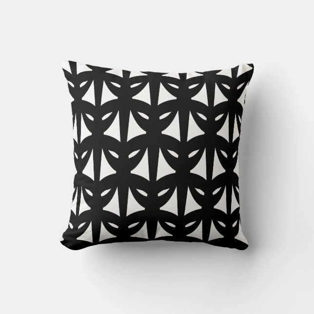 Elegant zwart-wit patroon kussen (Voorkant)