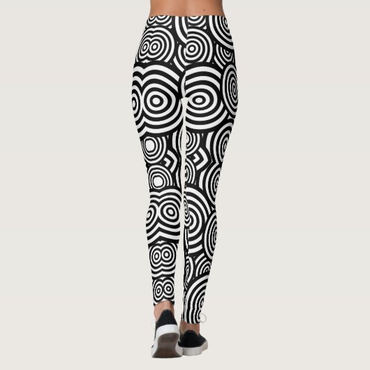 Elegant zwart-wit patroon leggings (Achterkant)