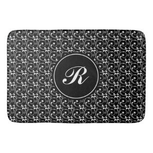 Elegant zwart-wit  Patroon Monogram Badmat