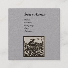 ELEGANT ZWART WIT PAUW MONOGRAM Grijs Papier Vierkante Visitekaartje