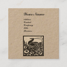 ELEGANT ZWART WIT PAUW MONOGRAM Kraft Papier Vierkante Visitekaartje
