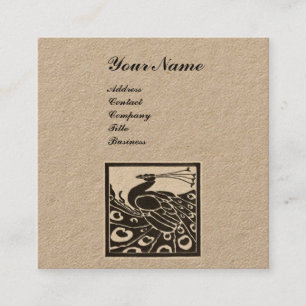 ELEGANT ZWART WIT PAUW MONOGRAM Kraft Papier Vierkante Visitekaartje