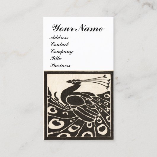 ELEGANT ZWART WIT PAUW MONOGRAM VISITEKAARTJE (Voorkant)