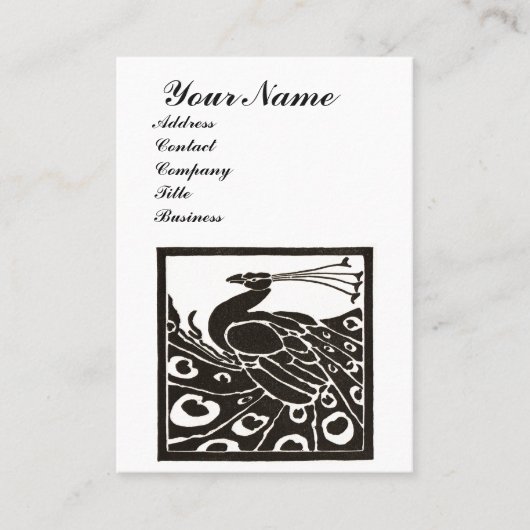 ELEGANT ZWART WIT PAUW MONOGRAM VISITEKAARTJE (Voorkant)
