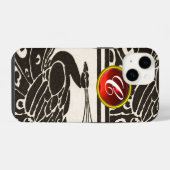 ELEGANT ZWART WIT PAUW ROOD ROBIJN EDELMETAAL MONO iPhone HOESJE (Achterkant horizontaal)