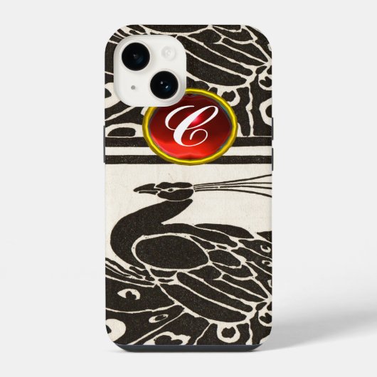 ELEGANT ZWART WIT PAUW ROOD ROBIJN EDELMETAAL MONO iPhone HOESJE (Achterkant)