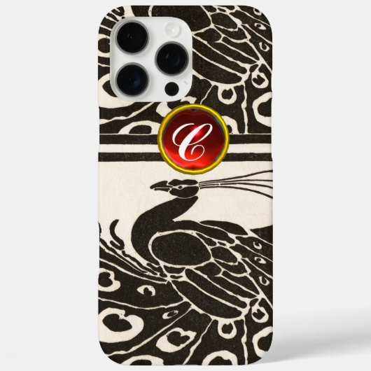 ELEGANT ZWART WIT PAUW ROOD ROBIJN EDELSTEEN MONOG Case-Mate iPhone CASE (Achterkant)