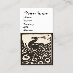 ELEGANT ZWART WIT PAUWMONOGRAM VISITEKAARTJE