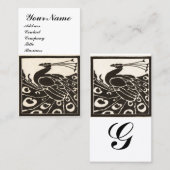 ELEGANT ZWART WIT PAUWOOG MONOGRAAF VISITEKAARTJE (Voorkant / Achterkant)