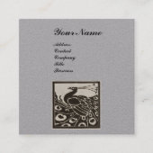 ELEGANT ZWART WIT PAUWOOG MONOGRAM Grijs Papier Vierkante Visitekaartje (Voorkant)