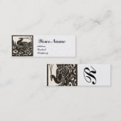 ELEGANT ZWART WIT PAUWOOG MONOGRAM Luxe Parel Mini Visitekaartje (Voorkant / Achterkant)