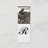 ELEGANT ZWART WIT PAUWOOG MONOGRAM Luxe Parel Mini Visitekaartje (Achterkant)