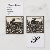 ELEGANT ZWART WIT PAUWOOG MONOGRAM Luxe Parel Visitekaartje (Voorkant / Achterkant)