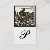 ELEGANT ZWART WIT PAUWOOG MONOGRAM Luxe Parel Visitekaartje (Achterkant)