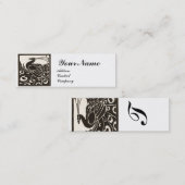 ELEGANT ZWART WIT PAUWOOG MONOGRAM MINI VISITEKAARTJE (Voorkant / Achterkant)