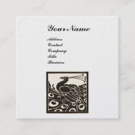 ELEGANT ZWART WIT PAUWOOG MONOGRAM Parel Vierkante Visitekaartje