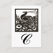 ELEGANT ZWART WIT PAUWOOG MONOGRAM VISITEKAARTJE (Achterkant)