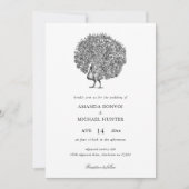 Elegant Zwart Wit  Peacock Invitation Kaart (Voorkant)
