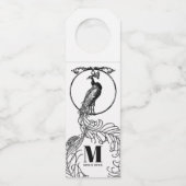  Elegant Zwart-Wit Peacock QR Code Flessenhanger (Voorkant)