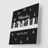 Elegant zwart-wit piano-sleutel op maat vierkante klok (Hoek)