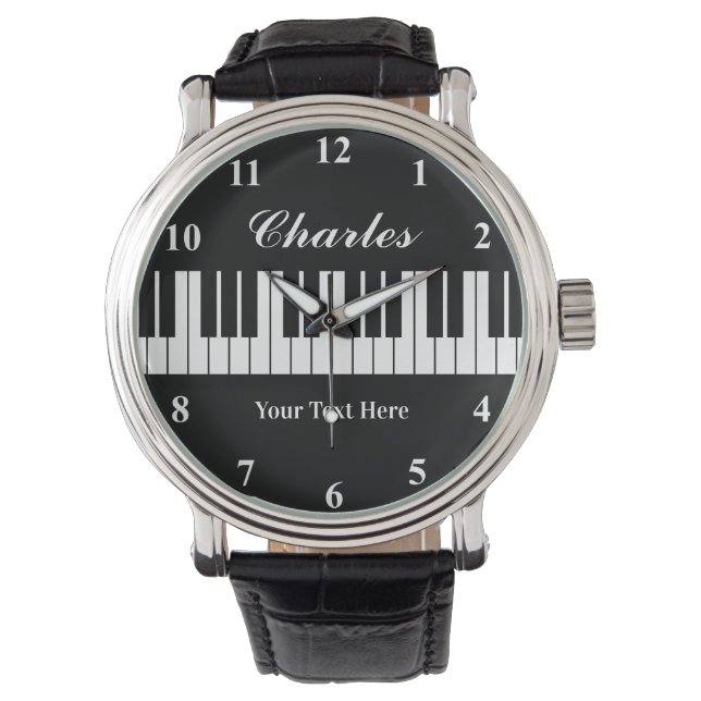 Elegant zwart-wit pianohorloge voor mannen horloge (Voorkant)