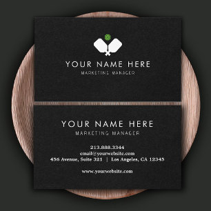 Elegant zwart-wit Pickleball Visitekaartje