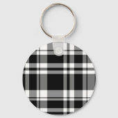 Elegant zwart wit plaid patroon sleutelhanger (Voorkant)