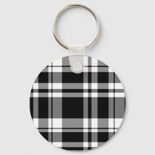 Elegant zwart wit plaid patroon sleutelhanger