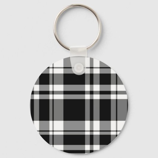 Elegant zwart wit plaid patroon sleutelhanger (Voorkant)