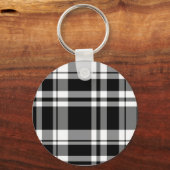 Elegant zwart wit plaid patroon sleutelhanger (Voorkant)
