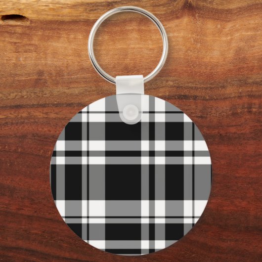 Elegant zwart wit plaid patroon sleutelhanger (Voorkant)