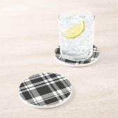 Elegant zwart wit plaid patroon zandsteen onderzetter (Zijkant)