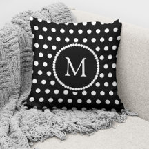 Elegant zwart wit polka dots monogram