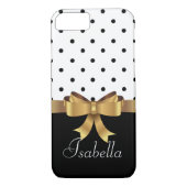 Elegant Zwart wit polka stippen gouden boog monogr Case-Mate iPhone Case (Achterkant)