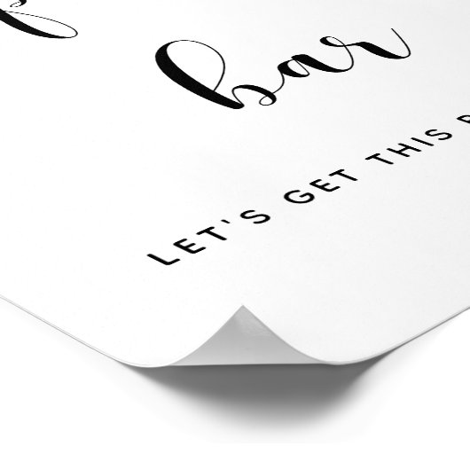 Elegant zwart-wit Popcorn trouwbord Poster (Hoek)