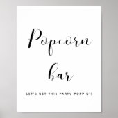 Elegant zwart-wit Popcorn trouwbord Poster (Voorkant)