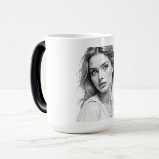 Elegant zwart-wit portret Mok (Voorkant links)