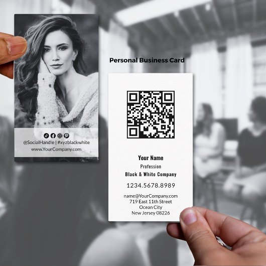 Elegant zwart-wit portret visitekaartje