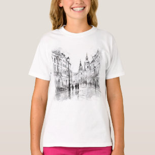 Elegant zwart-wit Praag T-shirt voor haar